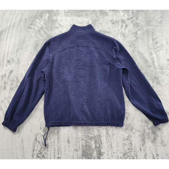 Vintage 90s Orvis Zip Front Crinkle Long Sleeve Jacket Size MP Blue Lightweight - Picture 3 of 8
